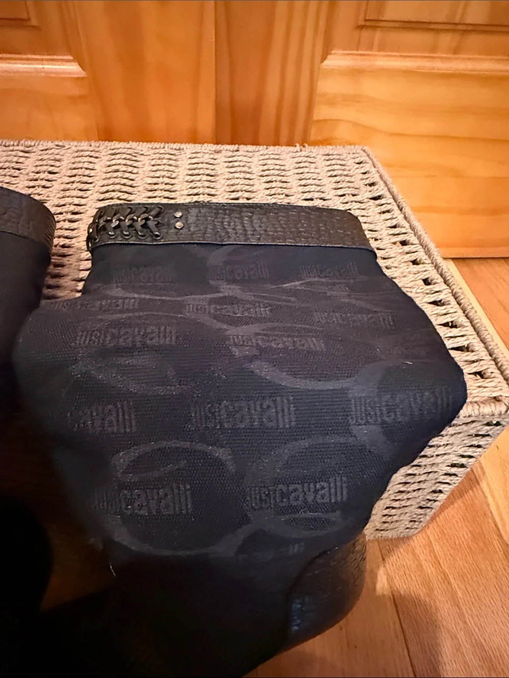 Just Cavalli Black Faux-Croc Stiletto Boots